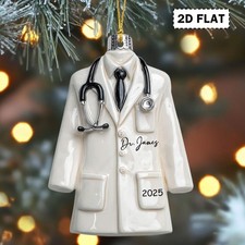 2D FLAT Personalized White Coat Acrylic Ornament, Custom Doctor Coat