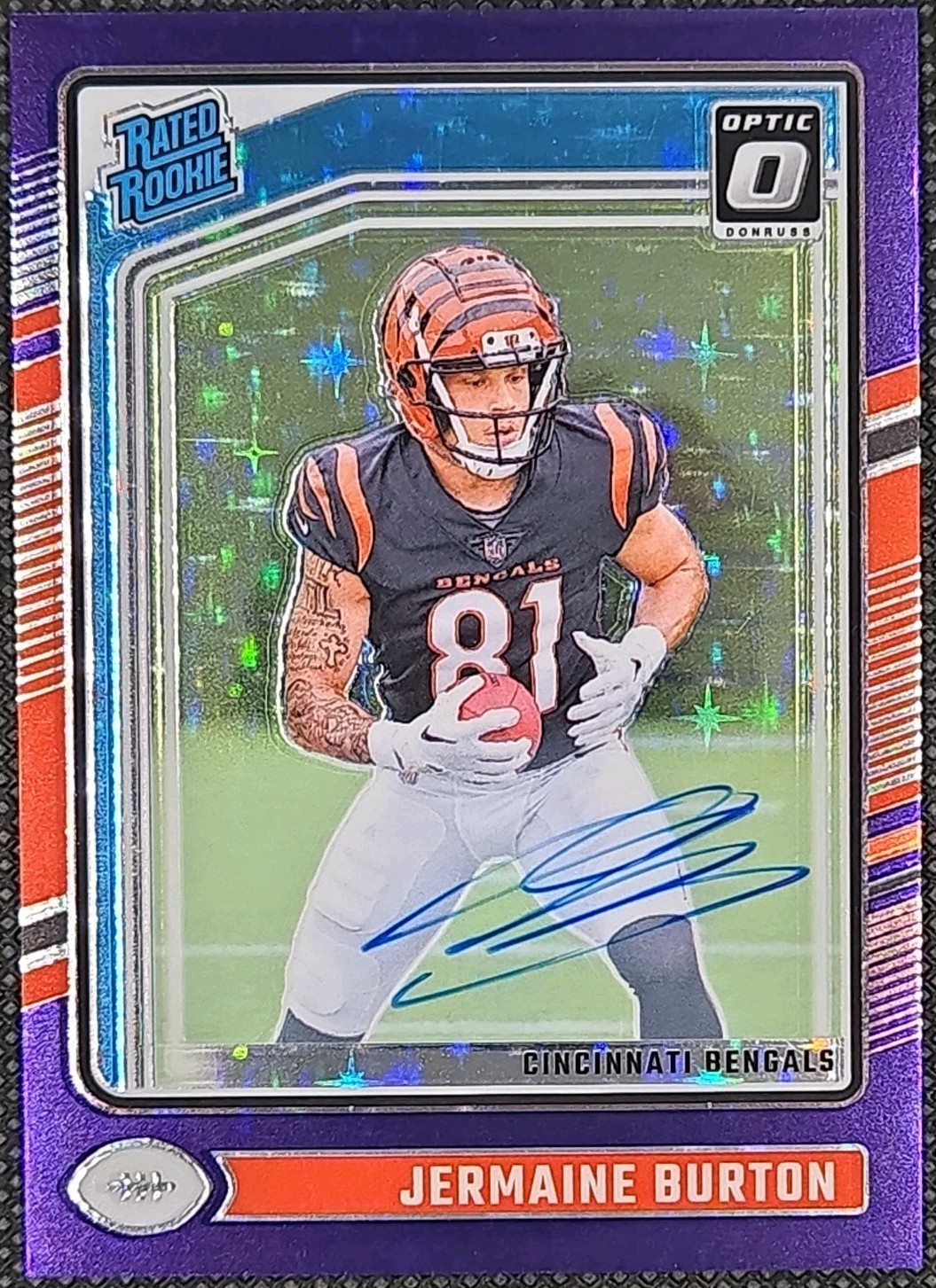 2024 Donruss Optic - Jermaine Burton Rated Rookie Auto Purple Stars /42