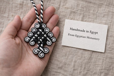 Egyptian Coptic Cross Leather Necklace – Handmade Orthodox Christian Prayer Cros