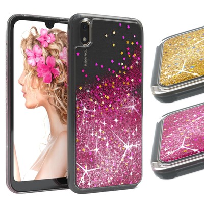 EAZY CASE Huawei Y5 2019 Honor 8s Glitzer Hülle Flüssig Silikon Handyhülle Etui
