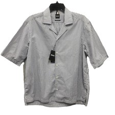 Image of Boss Hugo Boss Lars Shirt Mens Small Blue Stripe Short Sleeve Button Down