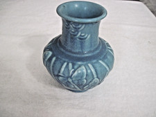 Vintage 1930s Rookwood Pottery Art Deco Vase 6457 Butterflies Matte Blue 1937