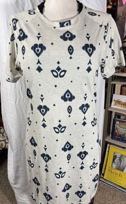 Helly Hansen Dress Womens XS T Shirt Shift Beige Ikat Print Short Sleeve