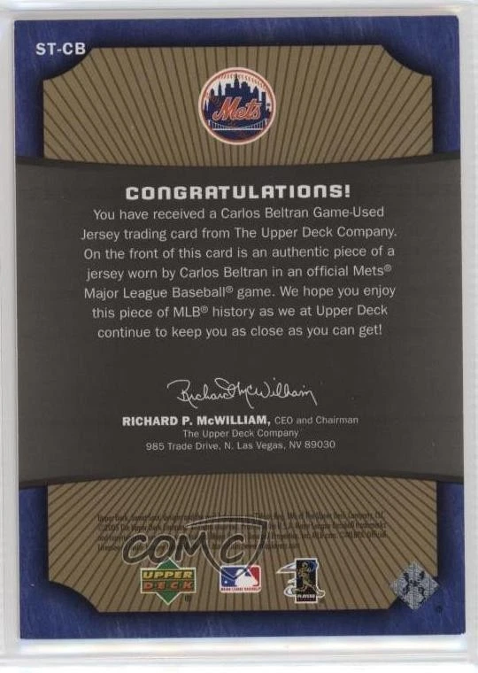 2005 Upper Deck Sweet Spot Sweet Threads Gold /75 Carlos Beltran #ST-CB - Image 2 of 2