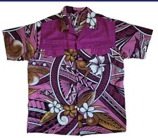 Vintage Barkcloth Shirt Polynesian Button Up Short Sleeve Mens Large 