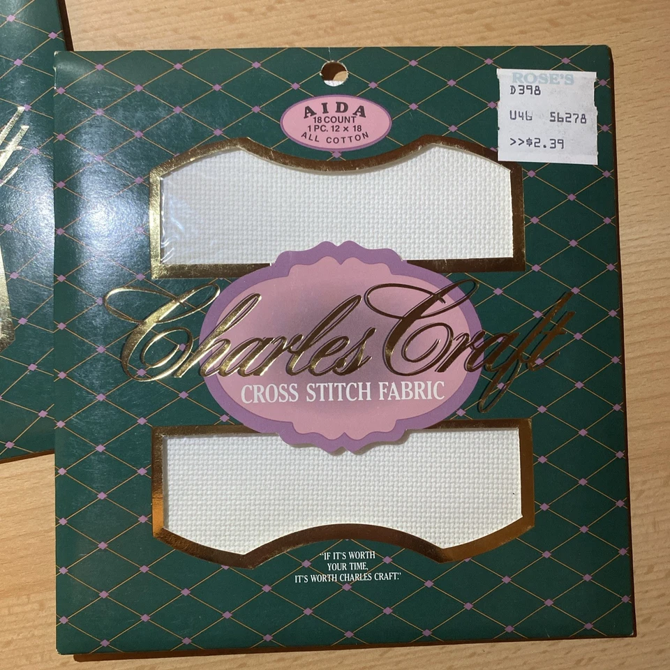 "Charles Craft Aida 18/14 unidades 100 % algodón punto de cruz tela crema 12"" x 18""" Foto 3 de 4
