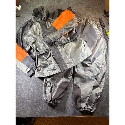 Xelement Advanced Motorcycle Gear Rain Suit Jacket Pants Black Grey Orange 3XL