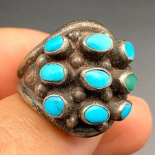 Vintage Zuni Native Turquoise Silver Ring Size 6.5
