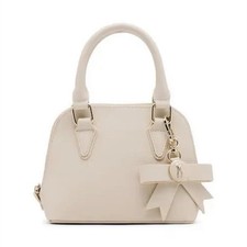 Steve Madden Ivory Small Satchel Bag with Bow...