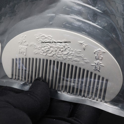 Real 999 Fine Silver Hair Comb Peony 花开富贵 Hair Care 3.89inch /55g BEST GIFT - 第 4/5 張圖片