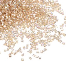 1400 Pcs Glass Bugle Beads, 1.5x1.5mm Loose Bead Champagne