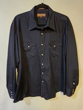 Sheplers Mens Black Western Pearl Snap Long Sleeve Shirt 17.5 x 35 Cowboy Ranch