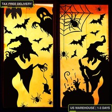 Large Halloween Window Clings Decorations - Silhouette Decorations With Scary Wi