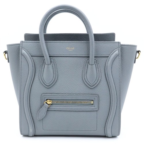 CELINE Luggage Nano Shopper Handback 2 way Leather Grey Used 7fd34873f53f955ae8f