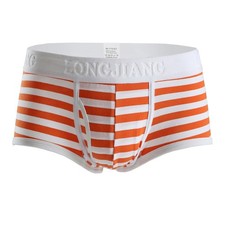 Mens Cotton Boxer Briefs Comfortable Striped Underwear for All Seasons