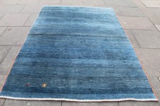 Vintage Traditional Hand Made Oriental Gabbe Wool Blue Rug 255x180cm