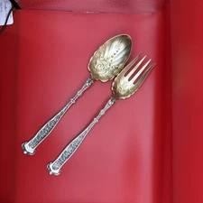 Sterling Silver Dresden By Whiting Large Salad Set Servers Fork And Spoon 12”