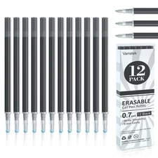 12 Black Erasable Gel Pen Refills, Gel Ink Refills Compatible with Erasable P...