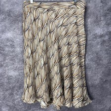 Jones New York Silk A-Line Skirt Size 14 Retro Wavy Lines Abstract Print Funky