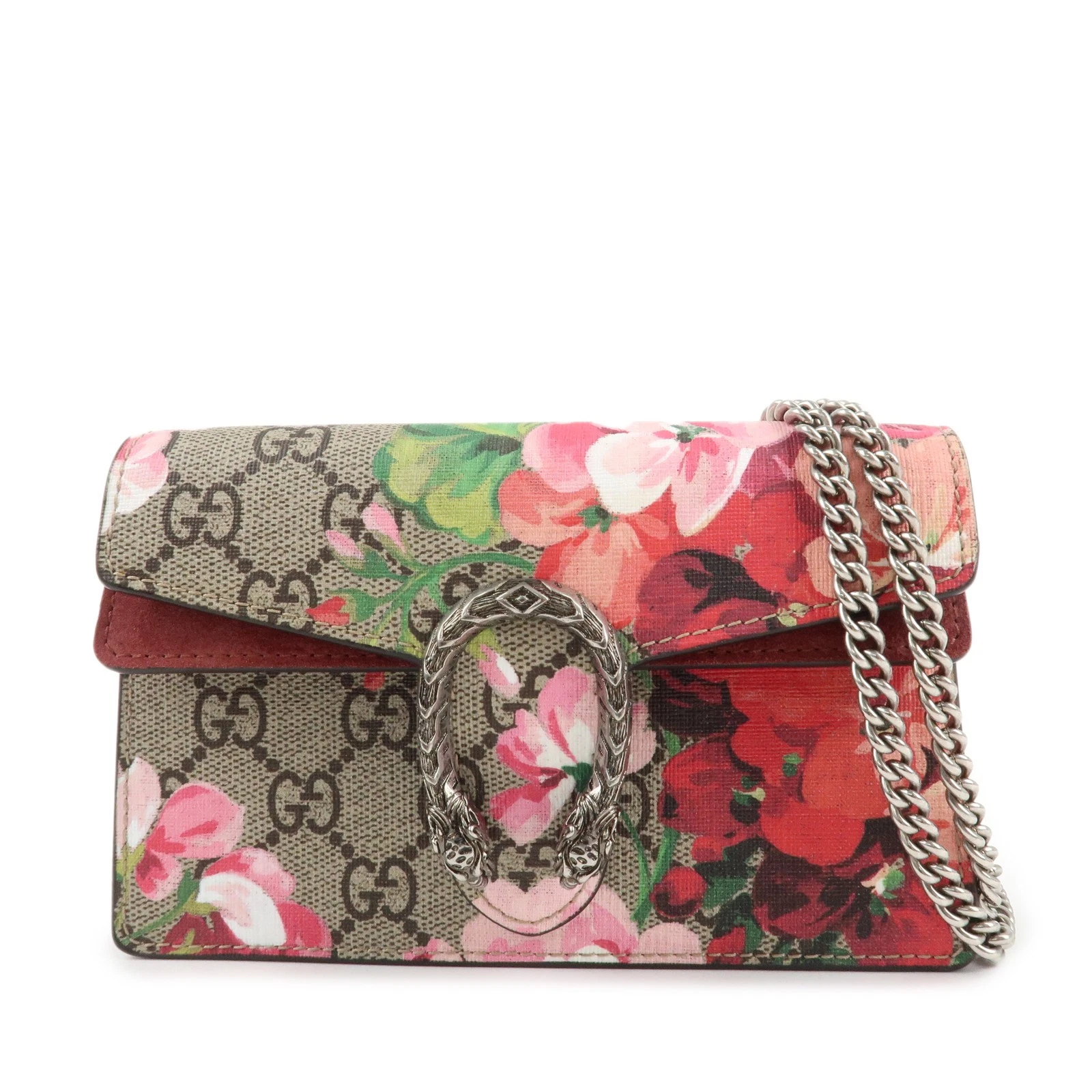 Authentique sac à bandoulière GUCCI Dionysus GG chaîne suprême fleur beige rose occasion F/S