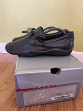 Rare 1990s PRADA Calzature Donna Black Leather Nappa Sport Shoes Size 37.5