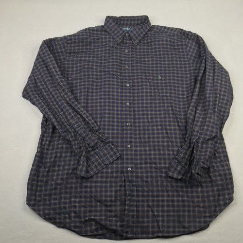 Ralph Lauren Shirt Mens 2XL Tall Blue Plaid Classic Fit Button Down Long Sleeve
