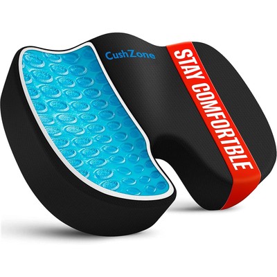 Office Chair Seat Cushion   Cooling Gel Memory Foam for Back & Tailbone Pain