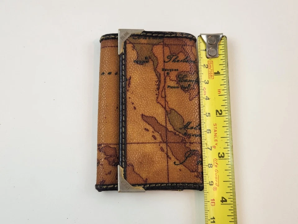 Auténtico Estuche para Llaves Prima Classe Alviero Martini 3 Anillos Gancho Cuero Mapa A1 Geo Foto 3 de 4