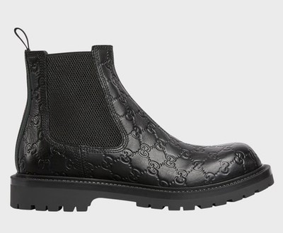 GUCCI Men s Miart Monogram GG Black Leather Chelsea Boot Sz UK 10, US 10.5 $1450