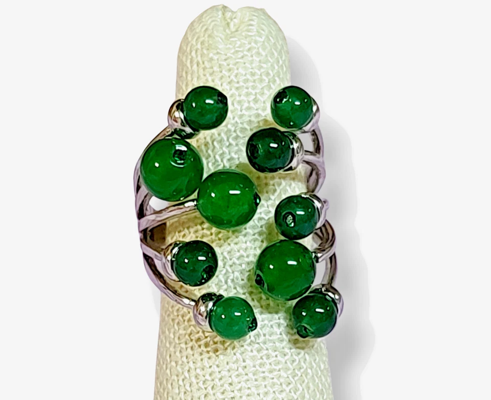 Anillo grueso de acero inoxidable verde 10 bombillas de moda talla 7 Foto 2 de 4
