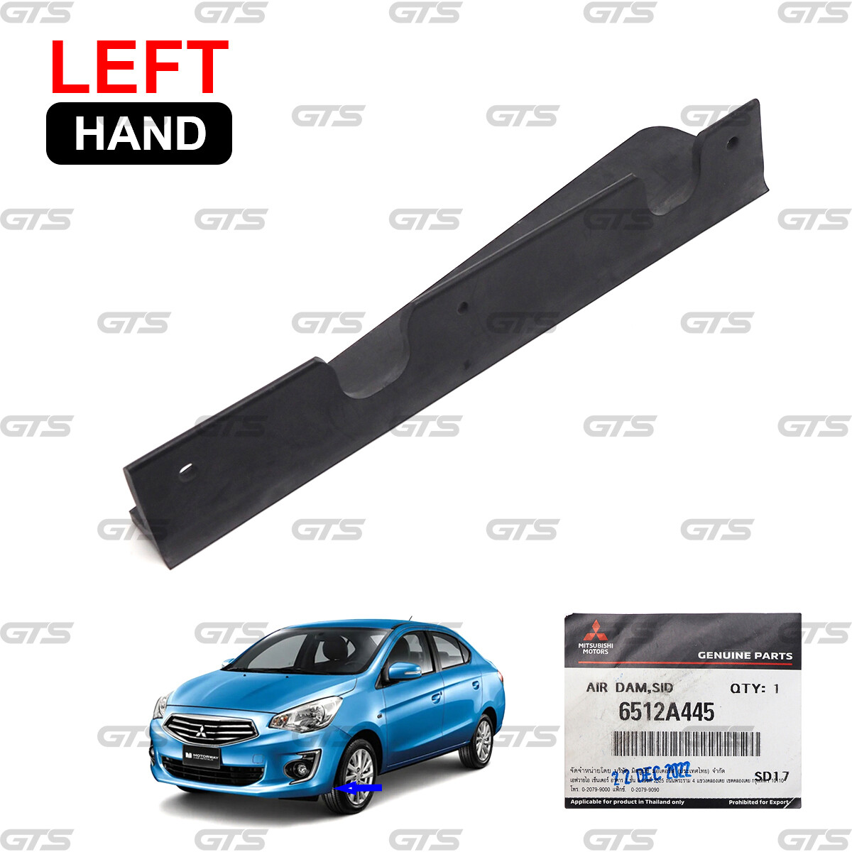 Front Left Bumper Lower Deflector For Mitsubishi Mirage