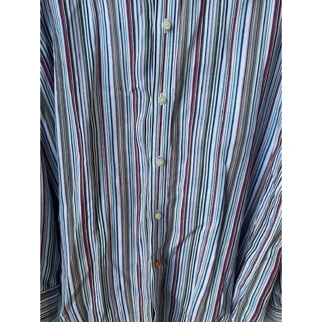 Camisa de vestir Thomas Dean manga larga cuello rayas blanca roja puño abatible grande Foto 2 de 4