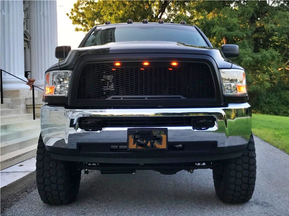 Black Raptor Style Grille For 13-18 Dodge Ram 2500 3500 Led