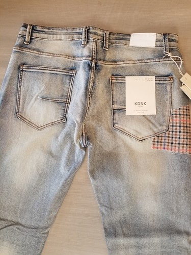 KDNK Patchwork Skinny Fit Jeans Mens 34×31 - Picture 4 of 5