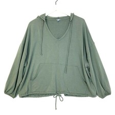 American eagle long sleeve hooded cropped sweatshirt olive green size small