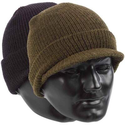 US Army Style Jeep Cap 100% Wool Warm Military Peak Hat One Size Fits All  UK
