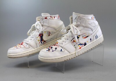 Nike Air Jordan Mid Retro (Custom) White Leather 554724-100 MENS