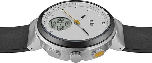BN0299 Braun Unisex Step Counter Watch White Dial Black Silicone Strap New 45mm - Picture 3 of 5