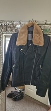 Matalan Size 12 Biker Jacket With Faux Fur Collar