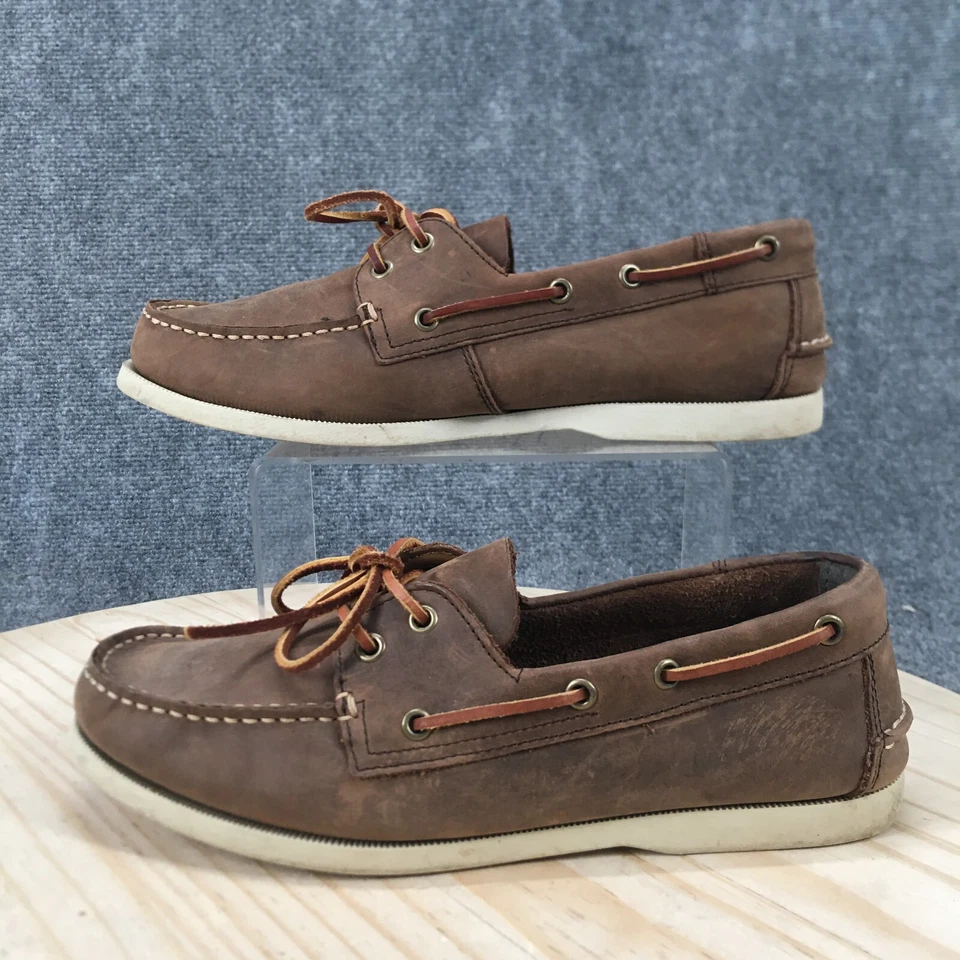 Joseph Abboud Zapatos Para Hombres 10 Informales Barco Cuero Marrón Con Cordones Sin usar, Puntera Baja Foto 2 de 4