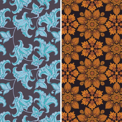 6 ft. Tall Double Sided Arabesque Wallpaper Canvas Room Divider - Picture 6 of 6