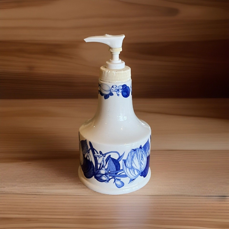 RARE PORTMEIRION Harvest Blue Porcelain Soap/Lotion Pump Dispenser eBay