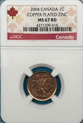 2004 Canada Copper Plated Zinc 1c Penny NGC MS 67 RD | eBay