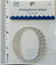 Letter O Rhinestone Sticker 2" Clear Silver Glitter Scrapbook Monogram Bling