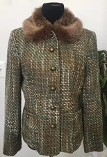 Kasper Women's Multicolor Acrylic Animal Faux Fur Tweed Blazer Jacket Sz 12 EUC.