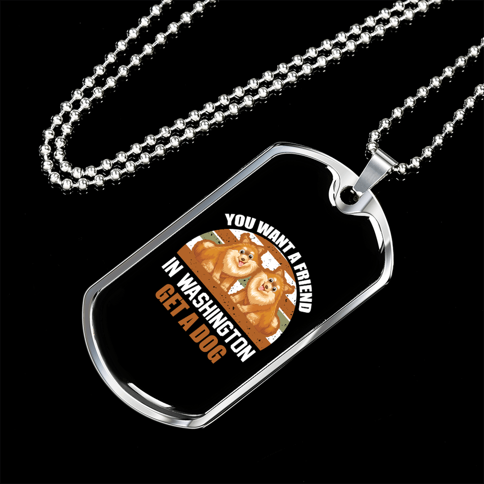 Dog Friend in Washington Brown Necklace Stainless Steel or 18k Gold Dog