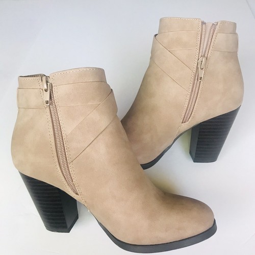 Call It Spring Aldo Group Tecia Beige Chunky Heel Booties Size 6 - Picture 5 of 8