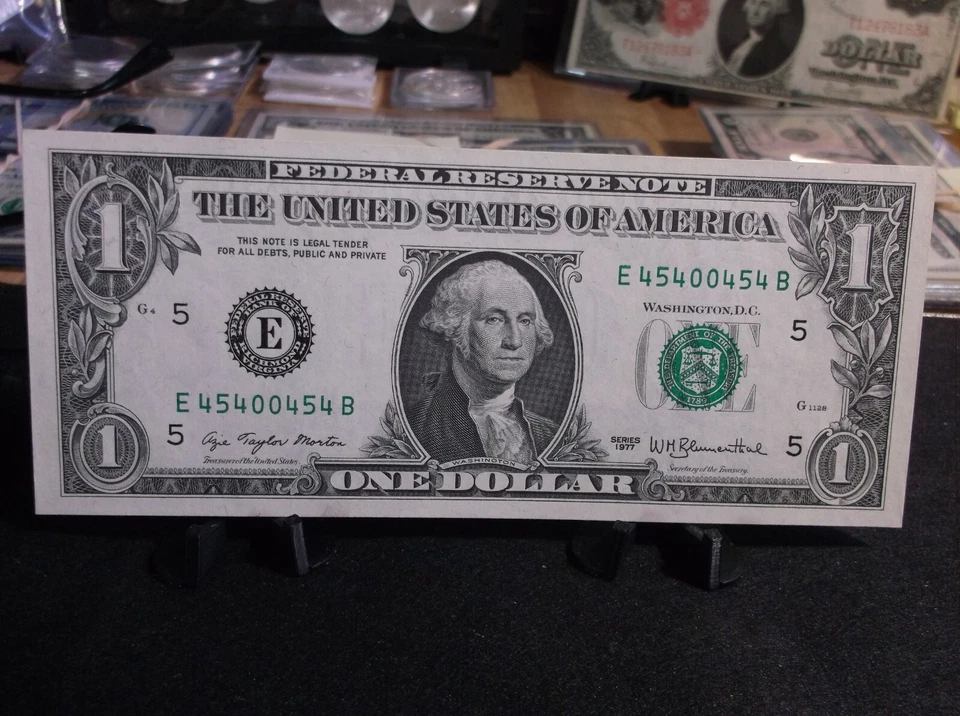 WOW! 2 MATCHING Trinary RADAR $1 FRN Series 1977/77 A FSN 45400454 - Image 4 of 4