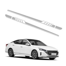 2 PCS Car Side Skirt Decals, 88.58" x 4.52" Racing Stripe Sticker Light Gray