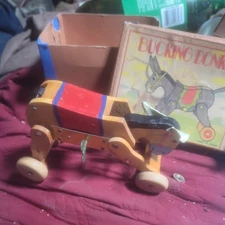 Vintage Made in Japan Bucking Donkey Wind Up Toy, original box